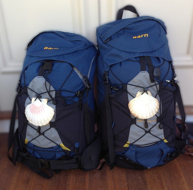 Backpacks proudly showing off our "French" Scallop shells