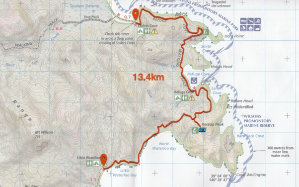 Wilsons Prom Map - Day 2